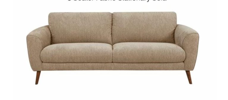 Beige Cushion-Back Sofa with Splayed Legs