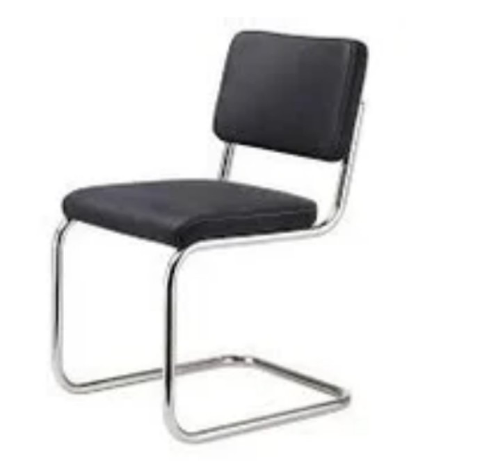 Black Armless Cushioned Cantilever Visitor Chair