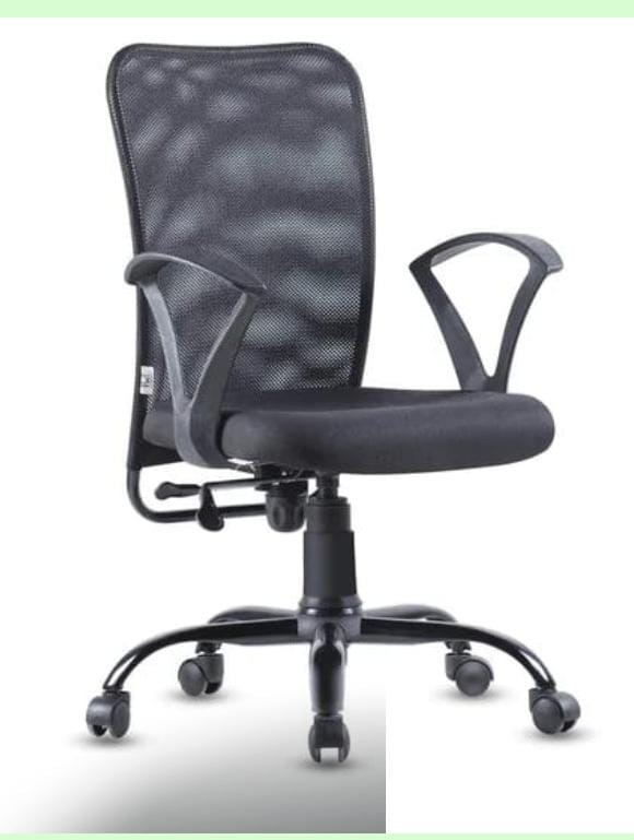 Black High-Back Mesh Office Chair with Chrome-Style Castor Base