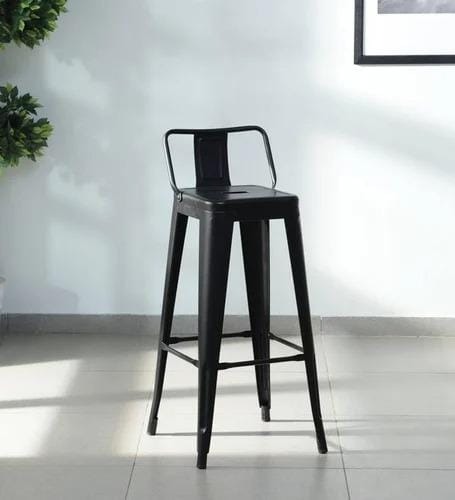 Black Industrial Metal Counter Stool with Low Back