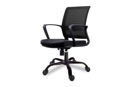 Black Mesh Office Chair with Chrome-Style Castor Base