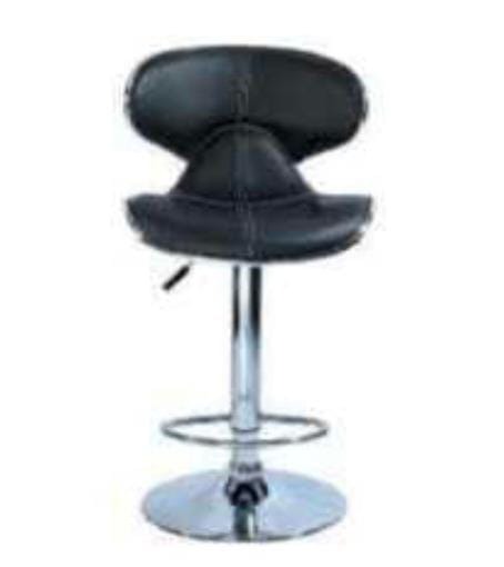 Black Oval-Back Pedestal Bar Stool