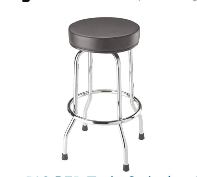 Black Round-Seat Backless Stool with Chrome-Style Legs