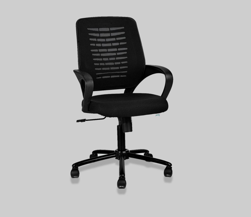 Black Slotted-Back Office Chair with Castor Base