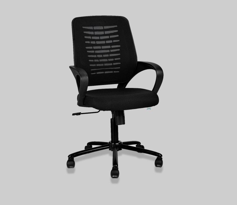 Black Slotted-Back Office Chair with Castor Base