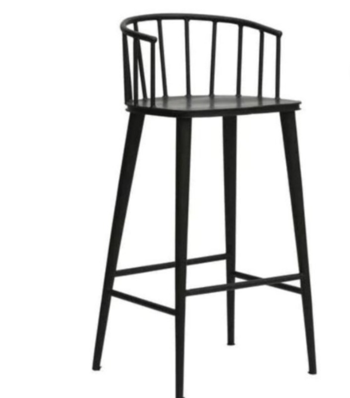 Black Wooden Spindle-Back Counter Armstool
