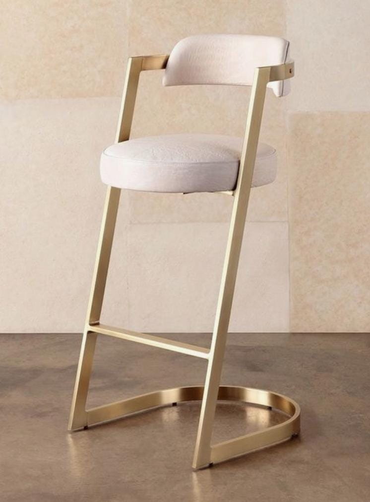 Blush Bar Stool with Gold-Tone Cantilever Frame