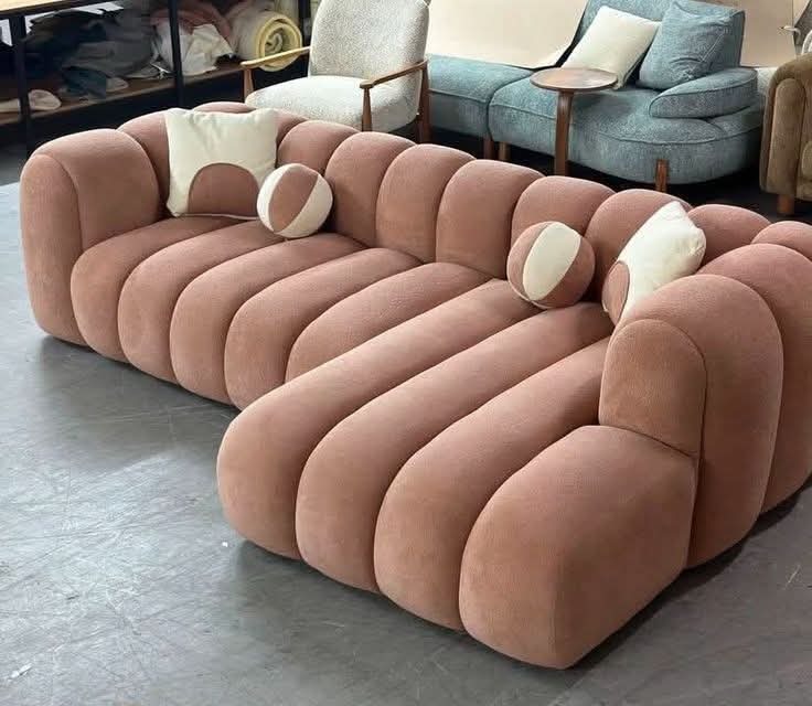 Blush Rounded-Channel Sofa Collection