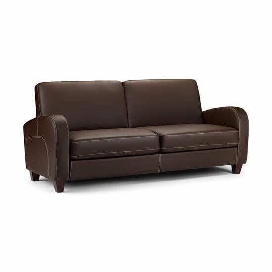Brown Two-Seat Sofa with Rounded Arms