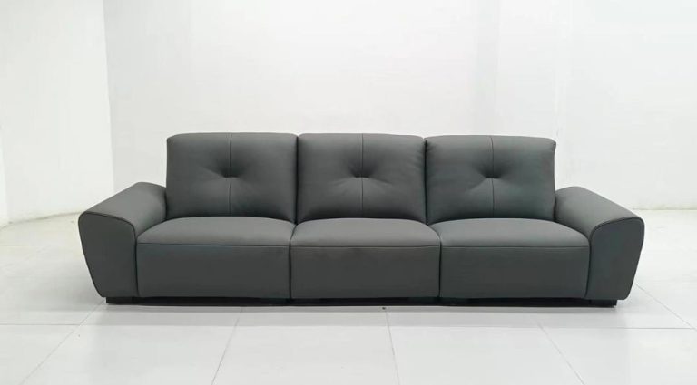 Charcoal Three-Seat Sofa with Angled Arms