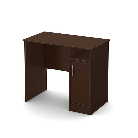 Compact Brown Office Desk with Side Cabinet