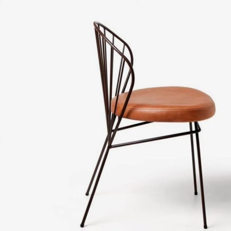 Copper-Tone Seat Cafe Chair with Open Wire Back