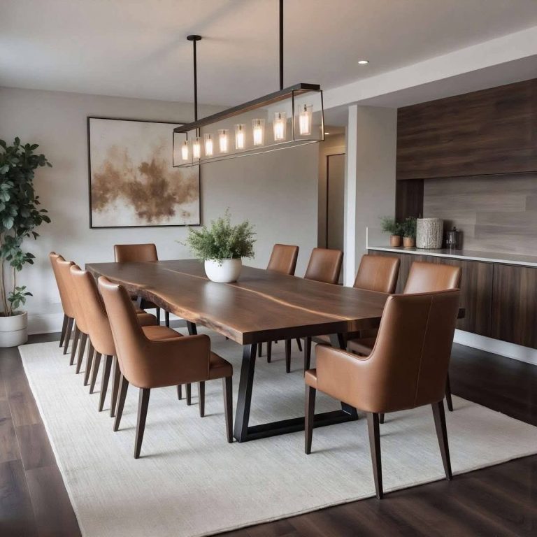 Dark Dining Table with Cognac Chair Set