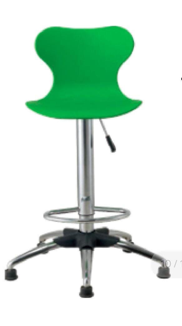 Green Contoured Drafting Stool with Chrome-Style Castor Base