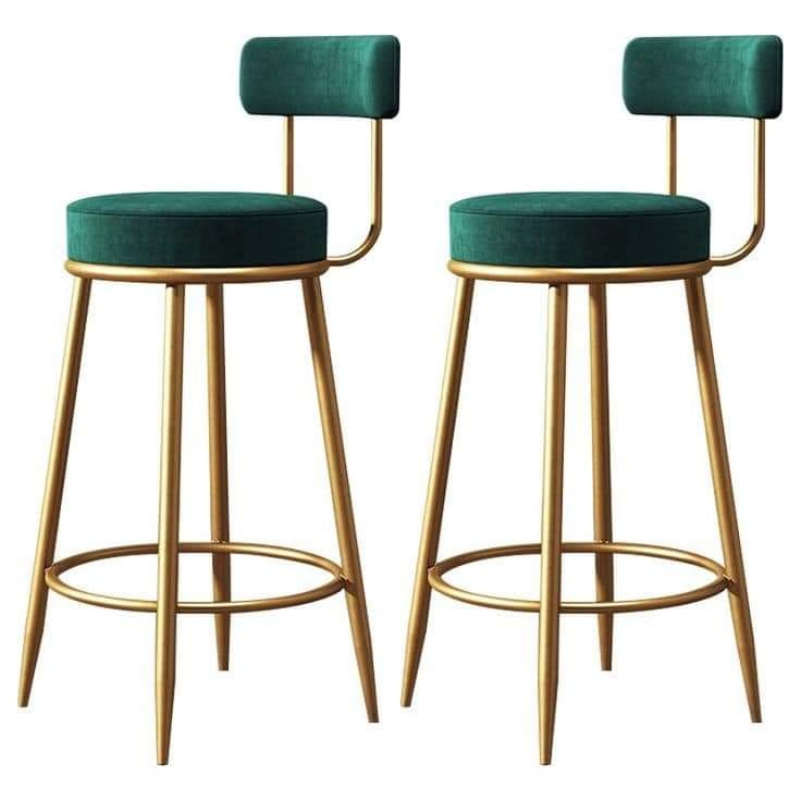 Green Round-Seat Counter Stool with Gold-Tone Frame