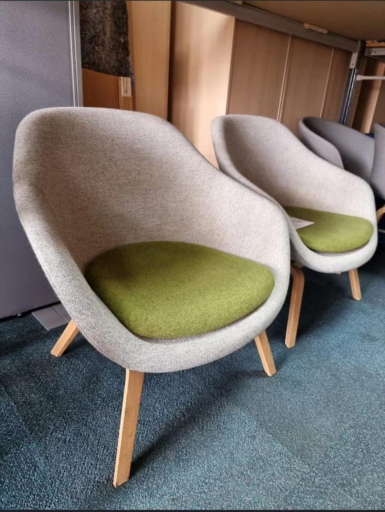 Grey Cocoon Lounge Armchair with Olive Seat