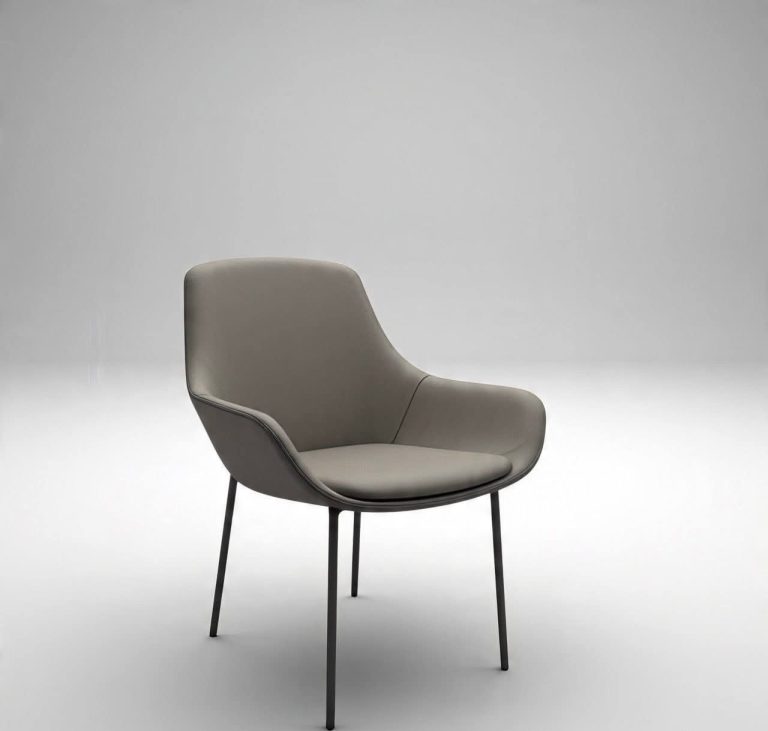 Grey Compact Lounge Armchair with Slim Black Legs