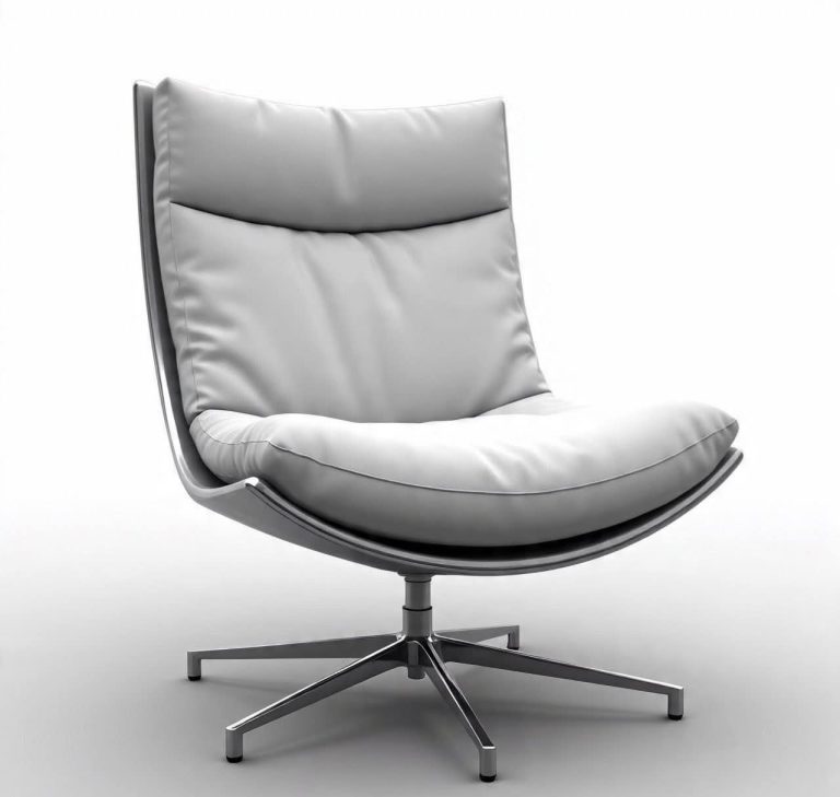 Grey Cushioned Lounge Chair with Five-Prong Base