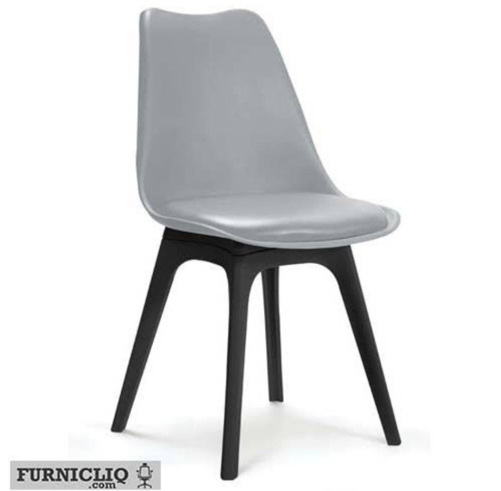 Grey Moulded Cafe Chair with Black Legs