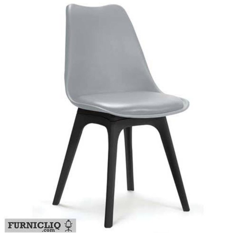 Grey Moulded Cafe Chair with Black Legs