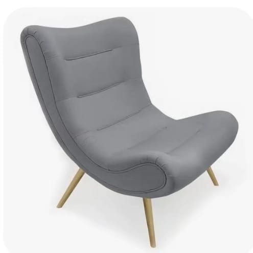 Grey Panel-Back Lounge Chair with Gold-Tone Legs