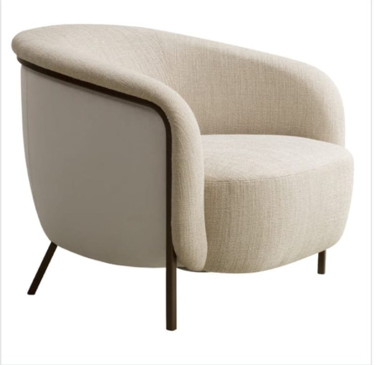 Ivory Barrel Lounge Chair with Dark Frame