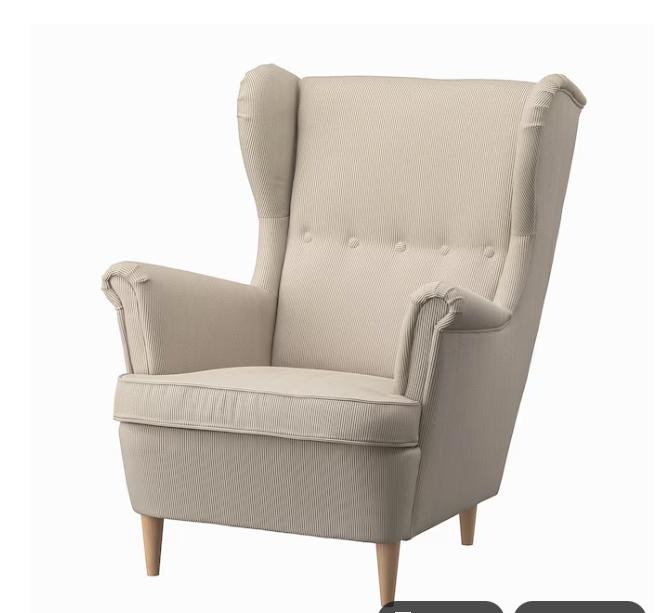 Ivory Button-Back Wingback Lounge Armchair