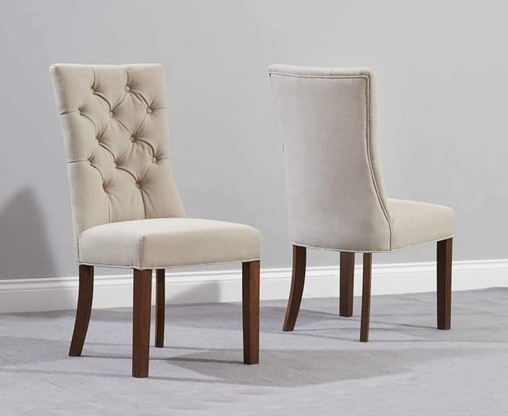Ivory Button-Tufted High-Back Dining Chair