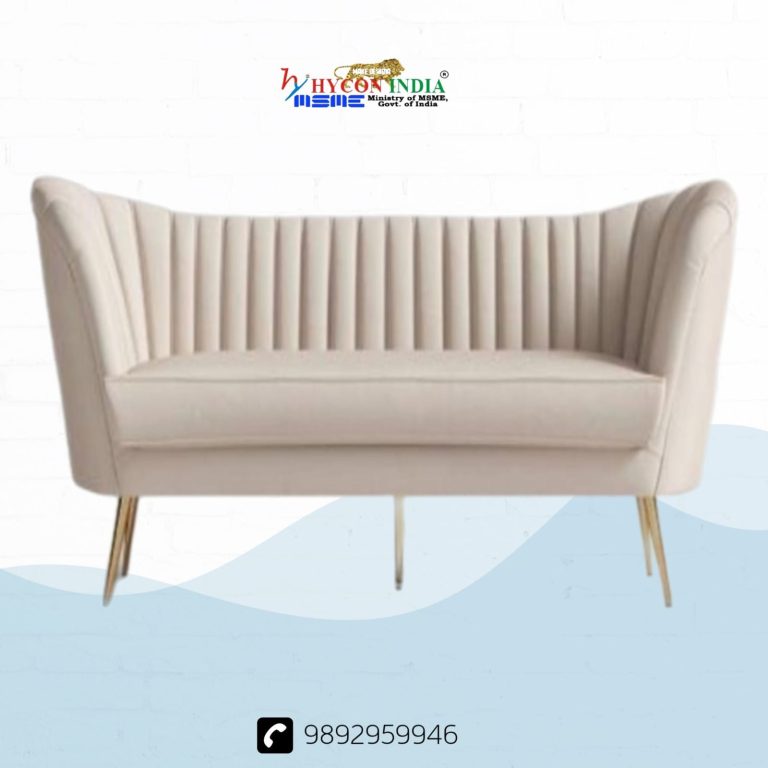 Ivory Channel-Back Loveseat with Gold-Tone Legs