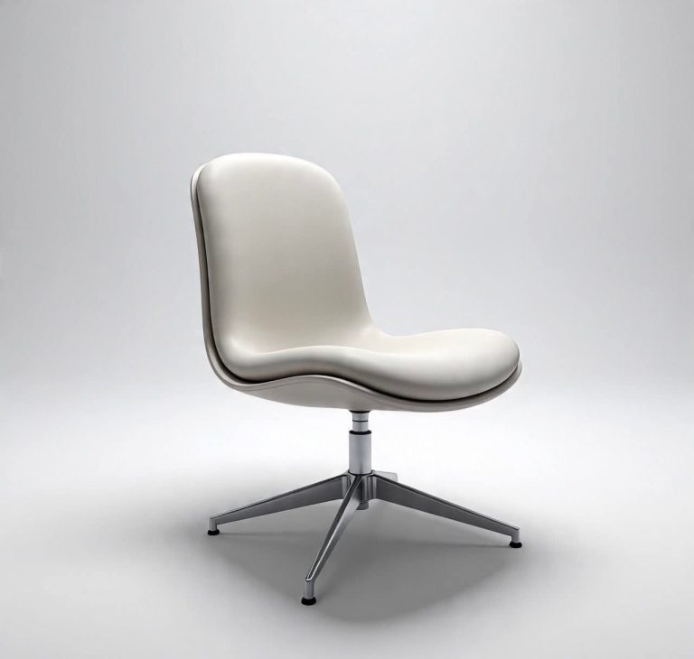 Ivory Compact Lounge Chair with Four-Prong Base