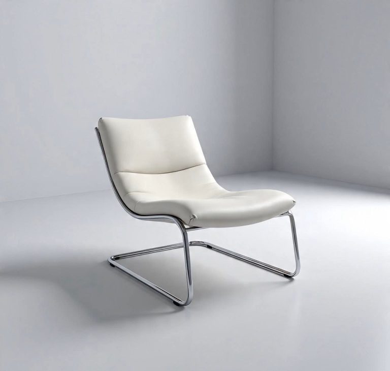 Ivory Low-Back Lounge Chair with Cantilever Frame