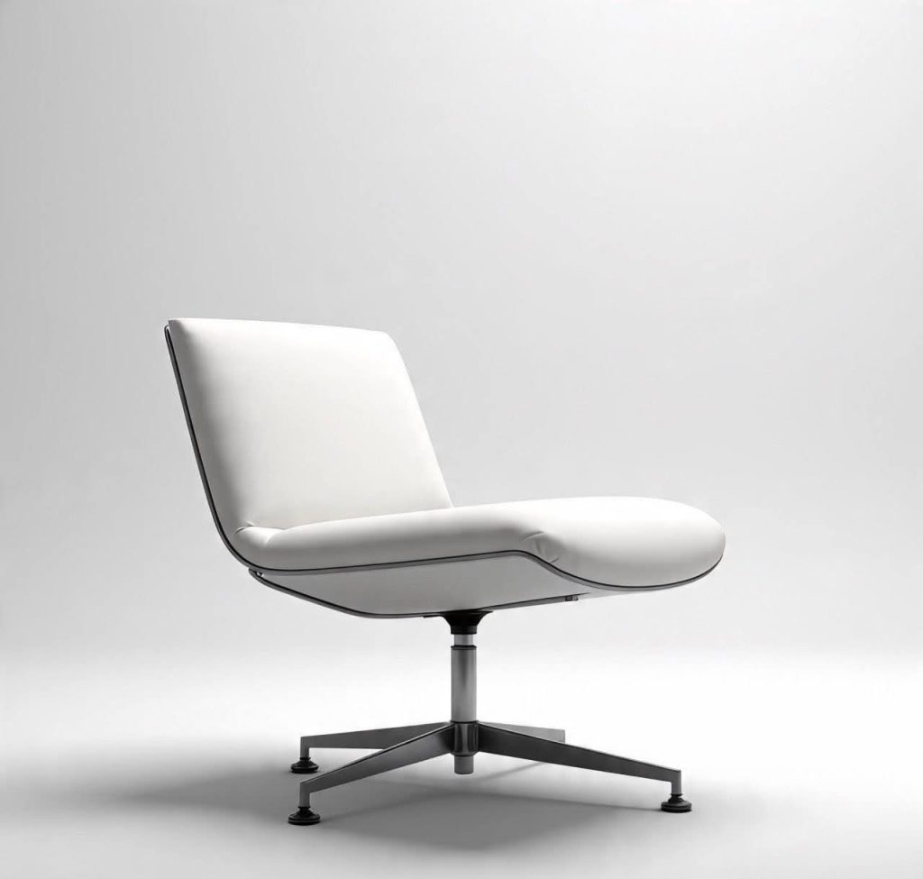 Ivory Low-Back Lounge Chair with Five-Prong Base