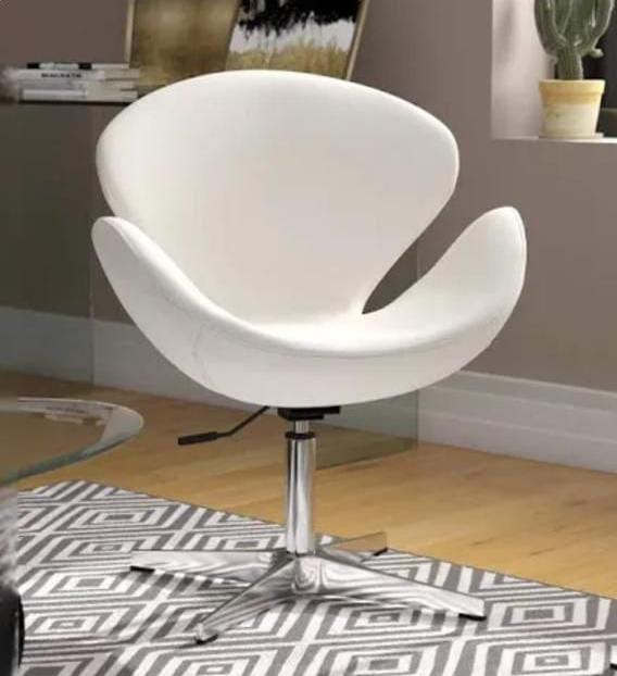 Ivory Petal Lounge Chair with Chrome-Style Prong Base
