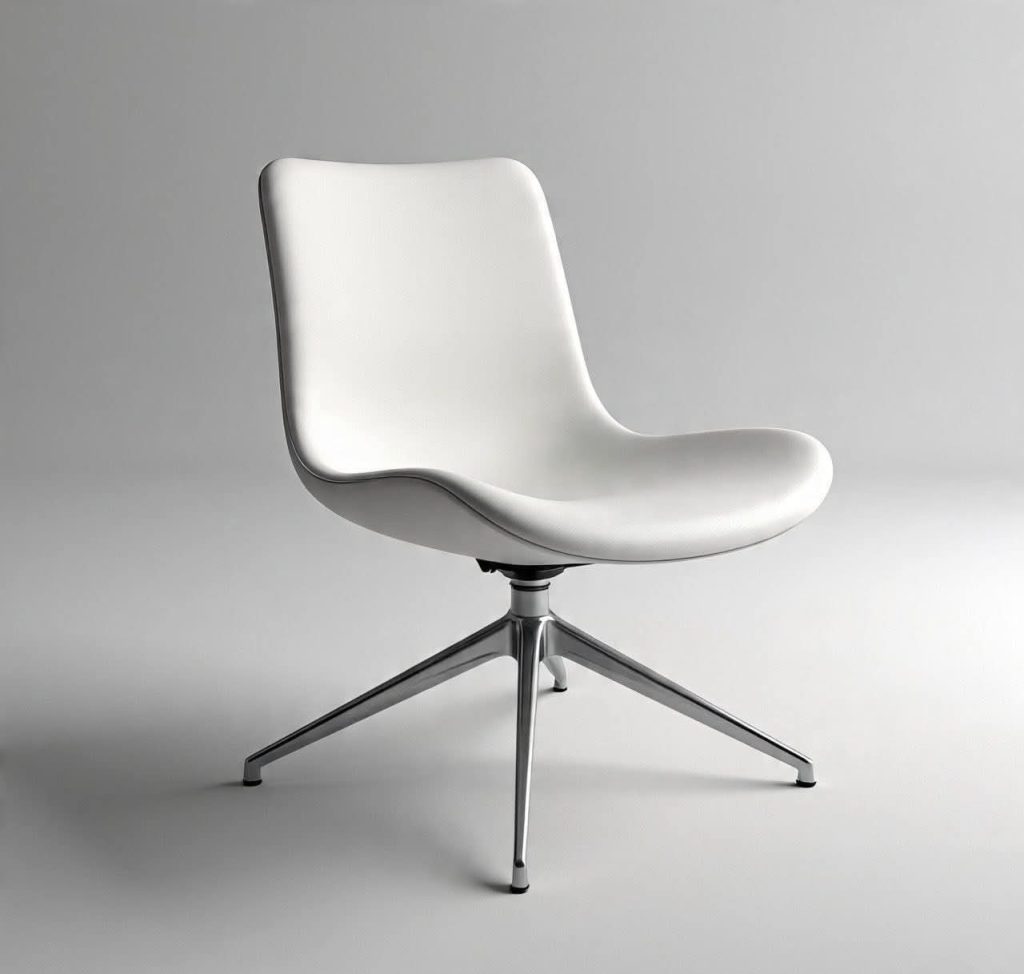 Ivory Shell Lounge Chair with Four-Prong Base