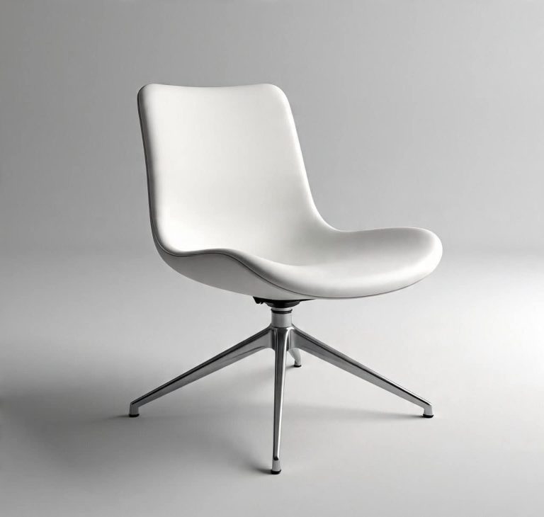 Ivory Shell Lounge Chair with Four-Prong Base