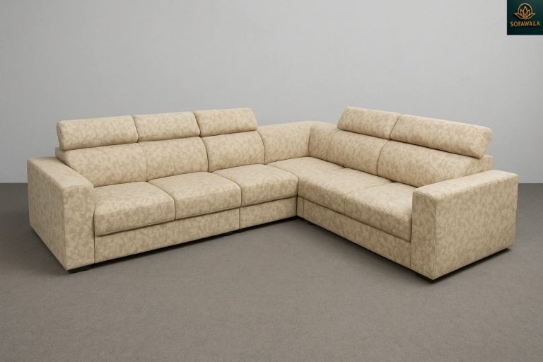 Ivory Textured L-Shaped Sectional Sofa