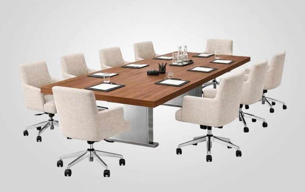 Ivory Upholstered Boardroom Seating Set