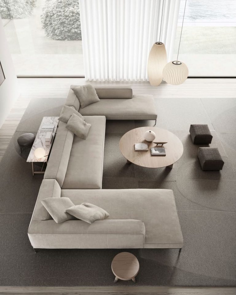 Light Grey U-Shaped Sectional Sofa