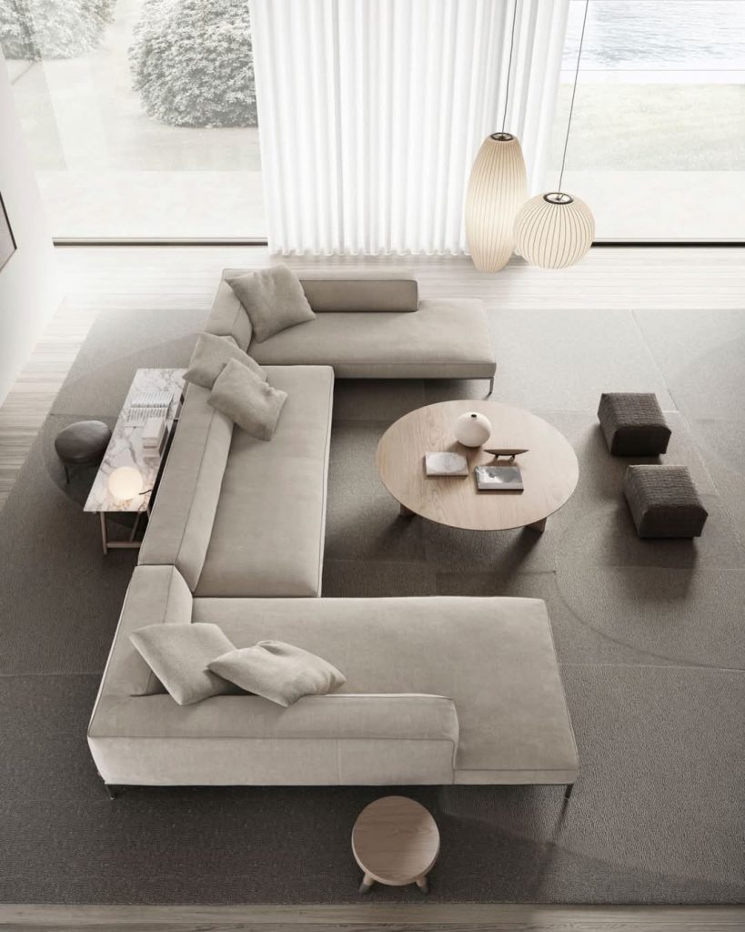 Light Grey U-Shaped Sectional Sofa
