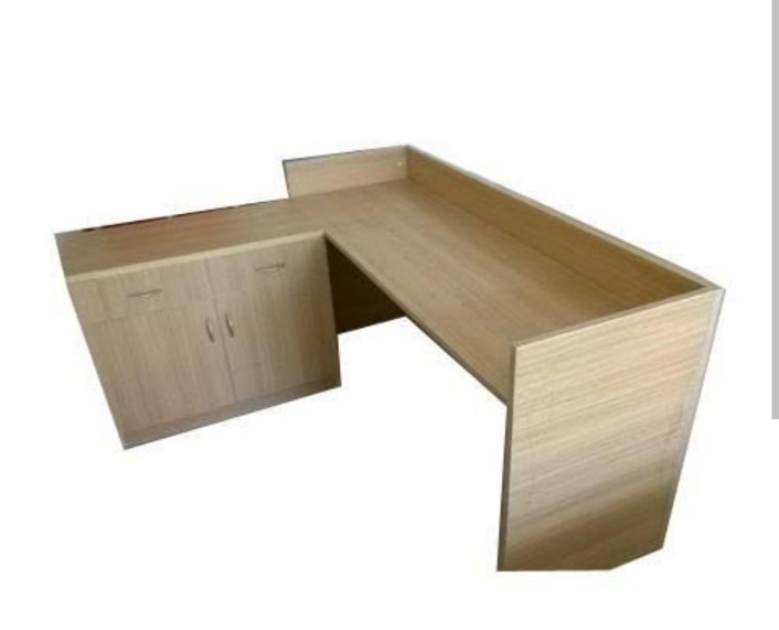 Light Wood-Tone L-Shaped Office Desk