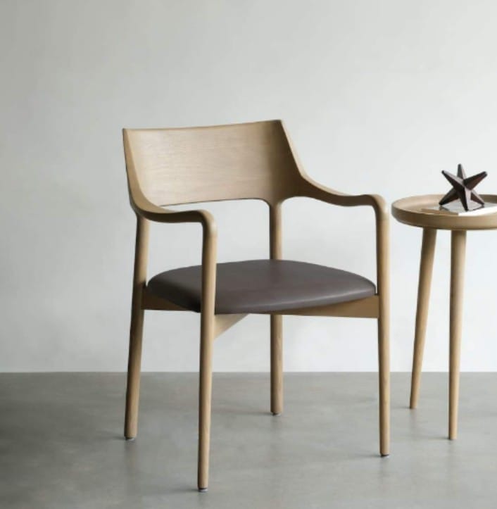 Light Wooden Dining Armchair with Dark Seat
