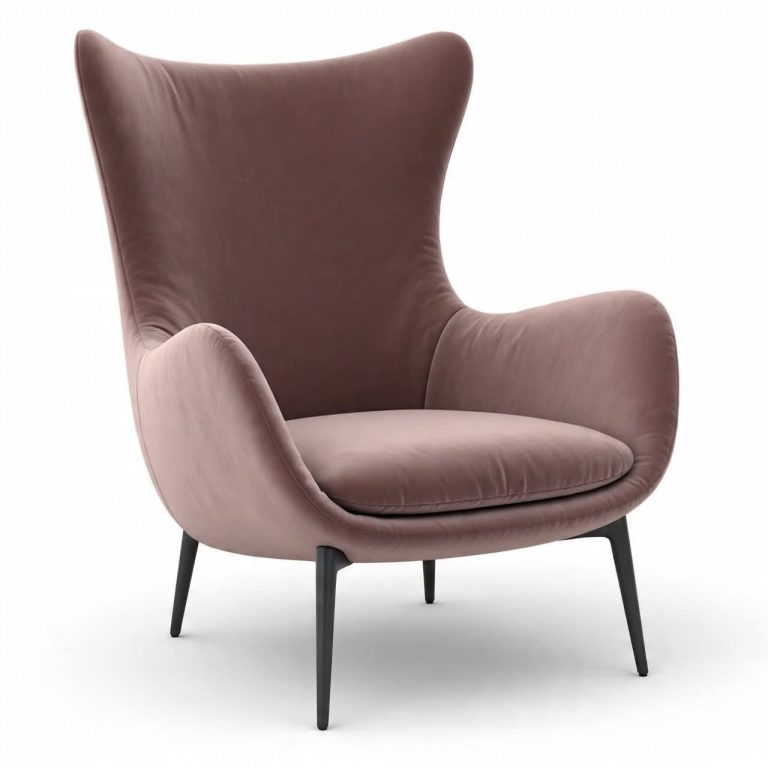 Mauve Wingback Lounge Chair with Black Legs