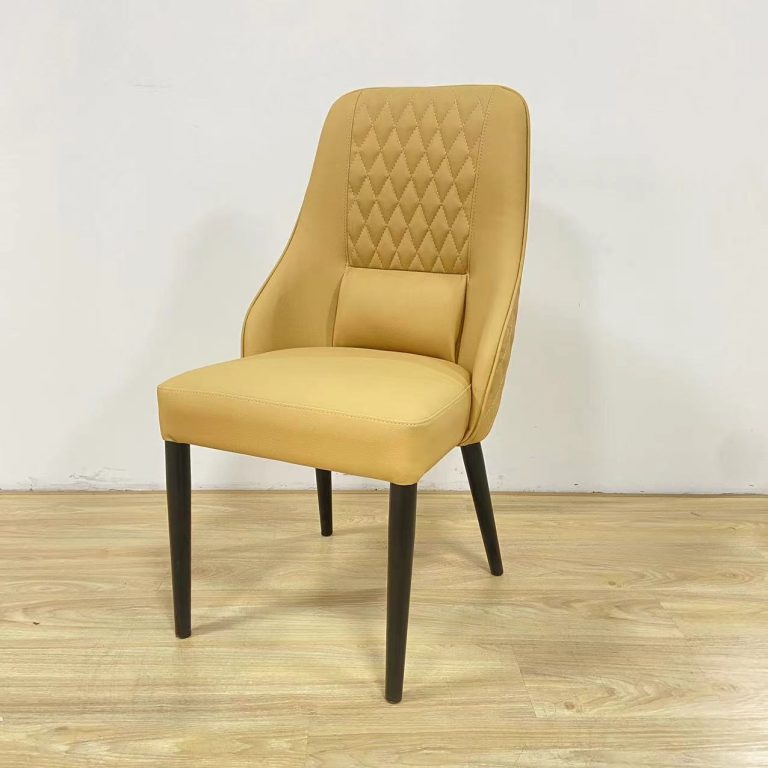 Mustard Diamond-Stitched High-Back Dining Chair