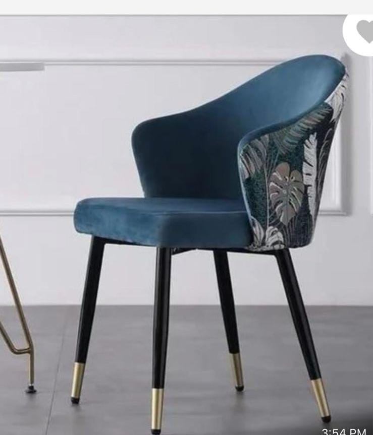 Navy Dining Armchair with Botanical Outer Back
