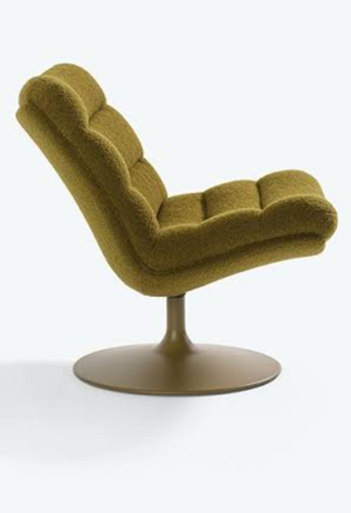 Olive Sculpted Lounge Chair with Pedestal Base