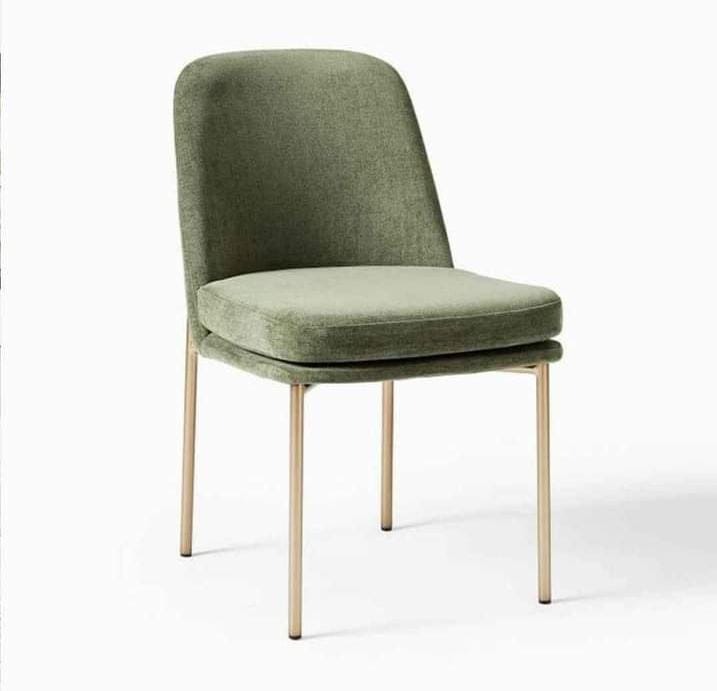 Olive Upholstered Dining Chair with Gold-Tone Legs