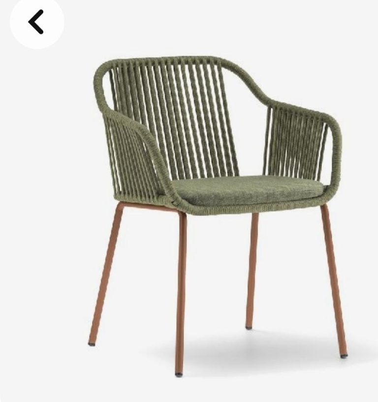 Olive Woven-Back Lounge Chair with Wood-Style Legs