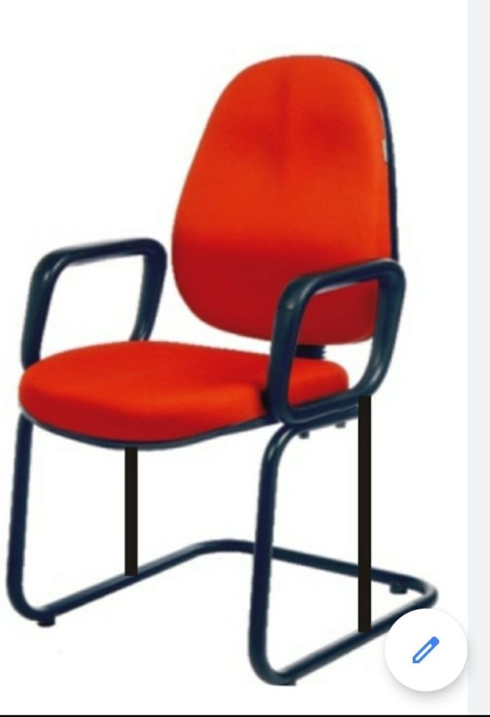 Red High-Back Visitor Chair with Black Sled Base