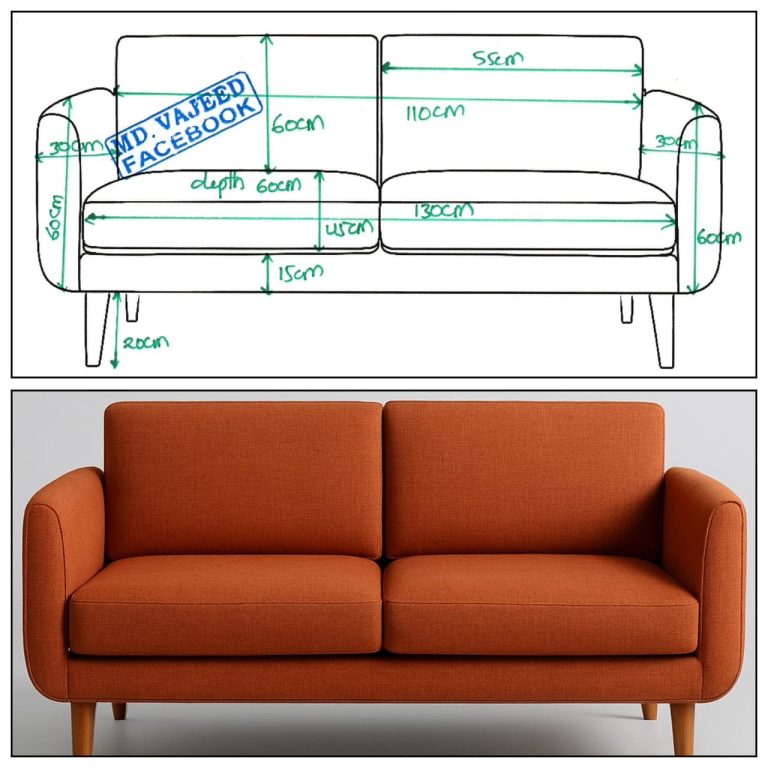 Rust Two-Seat Sofa with Rounded Arms