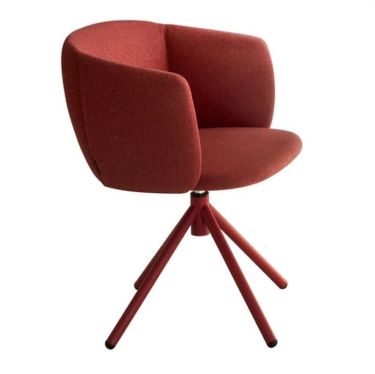 Rust Upholstered Lounge Chair with Four-Prong Base